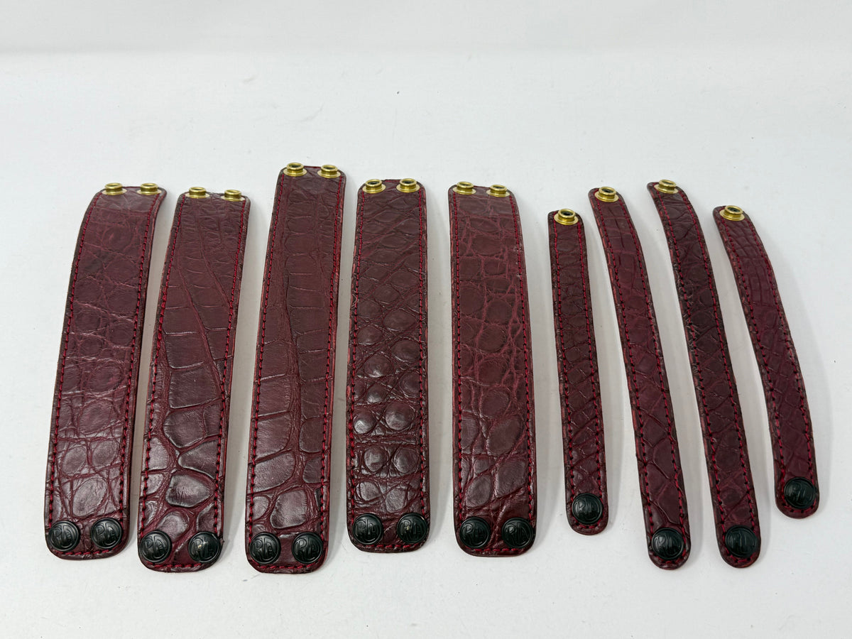 Alligator Leather Bracelet / Cuff: Burgundy/Oxblood - Anvil Customs