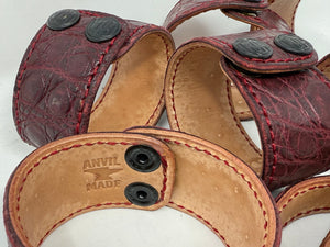 Alligator Leather Bracelet / Cuff: Burgundy/Oxblood