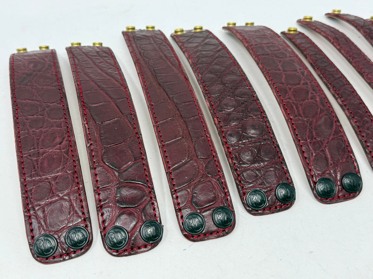 Alligator Leather Bracelet / Cuff: Burgundy/Oxblood - Anvil Customs
