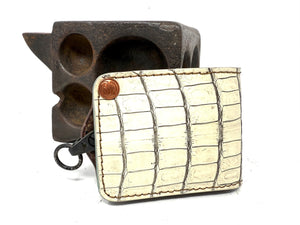 Anvil 5G Bifold Leather Chain Wallet - Antique Vanilla American Alligator