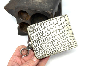 Anvil 5G Bifold Leather Chain Wallet - Antique Vanilla American Alligator