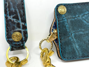 ANVIL 5G Bifold Leather Chain Wallet - Antiqued Turquoise Elephant