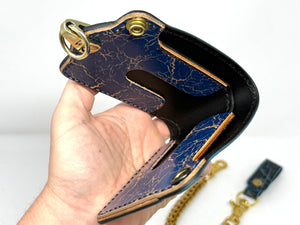 ANVIL 5G Bifold Leather Chain Wallet - Antiqued Turquoise Elephant