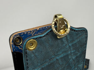 ANVIL 5G Bifold Leather Chain Wallet - Antiqued Turquoise Elephant