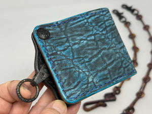 ANVIL 5G Bifold Leather Chain Wallet - Antiqued Turquoise Elephant
