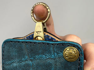 ANVIL 5G Bifold Leather Chain Wallet - Antiqued Turquoise Elephant