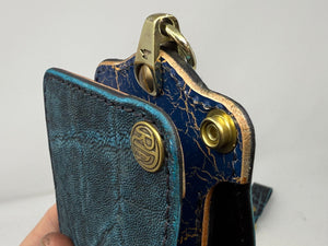 ANVIL 5G Bifold Leather Chain Wallet - Antiqued Turquoise Elephant