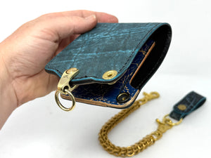 ANVIL 5G Bifold Leather Chain Wallet - Antiqued Turquoise Elephant