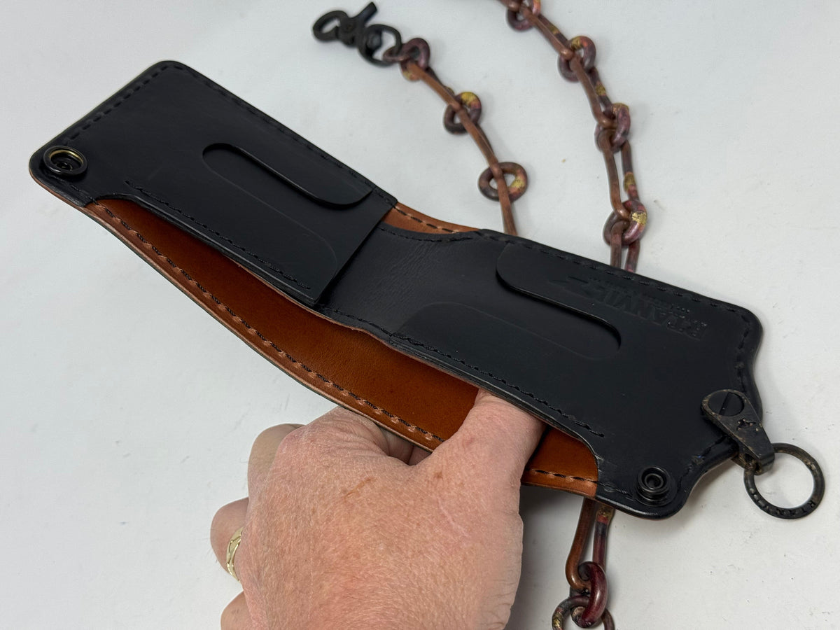 ANVIL 5G Bifold Leather Chain Wallet - Antiqued Turquoise Elephant