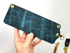ANVIL 5G Bifold Leather Chain Wallet - Antiqued Turquoise Elephant