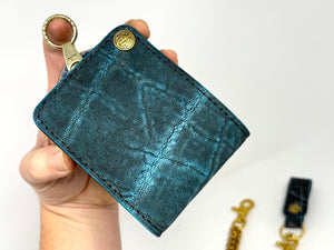 ANVIL 5G Bifold Leather Chain Wallet - Antiqued Turquoise Elephant