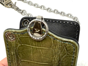 Anvil 5G Bifold Leather Chain Wallet - Army Green Alligator