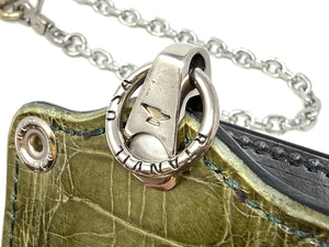 Anvil 5G Bifold Leather Chain Wallet - Army Green Alligator