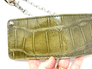 Anvil 5G Bifold Leather Chain Wallet - Army Green Alligator