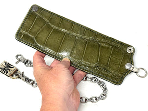 Anvil 5G Bifold Leather Chain Wallet - Army Green Alligator