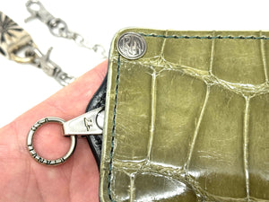 Anvil 5G Bifold Leather Chain Wallet - Army Green Alligator