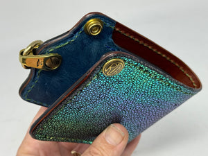 Anvil 5G Bifold Leather Chain Wallet - Aurora Hologram Stingray - Anvil Customs