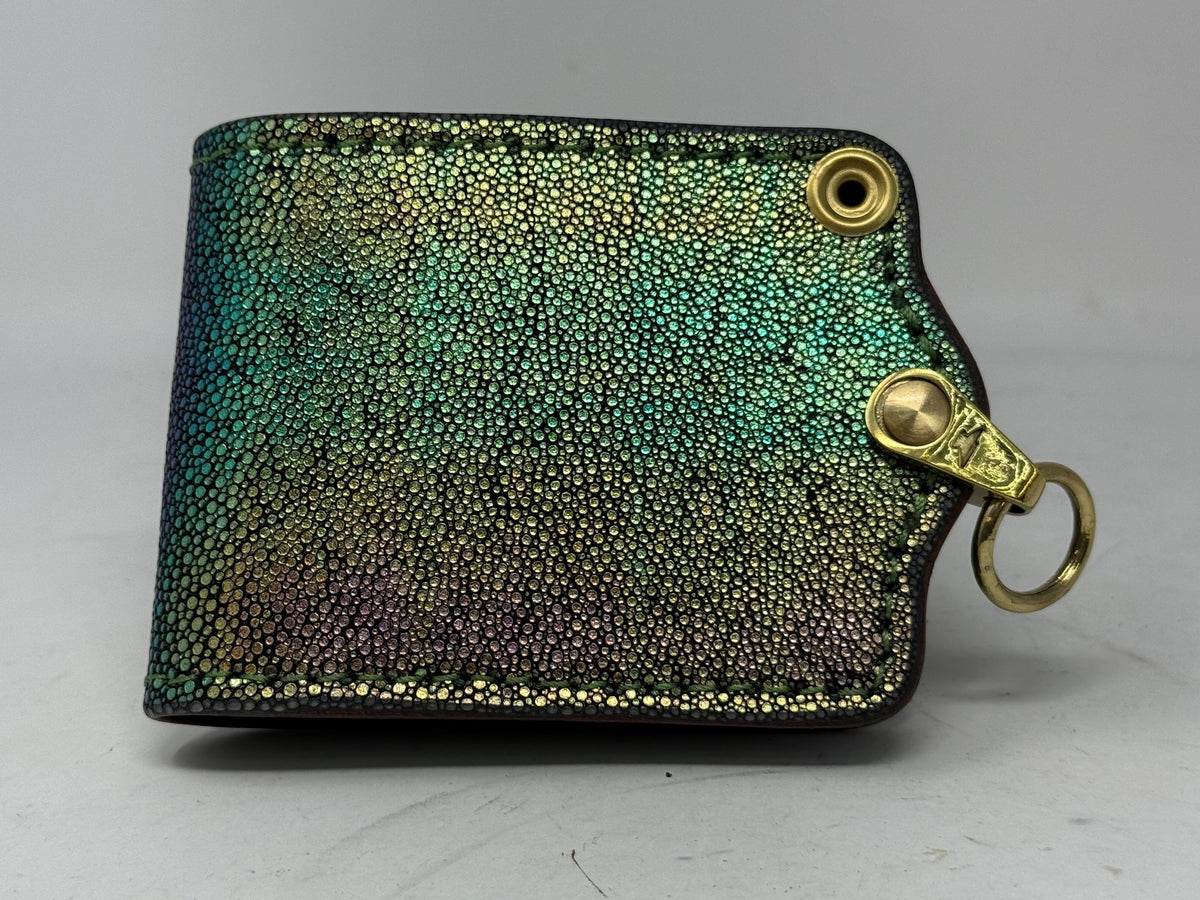 Anvil 5G Bifold Leather Chain Wallet - Aurora Hologram Stingray - Anvil Customs