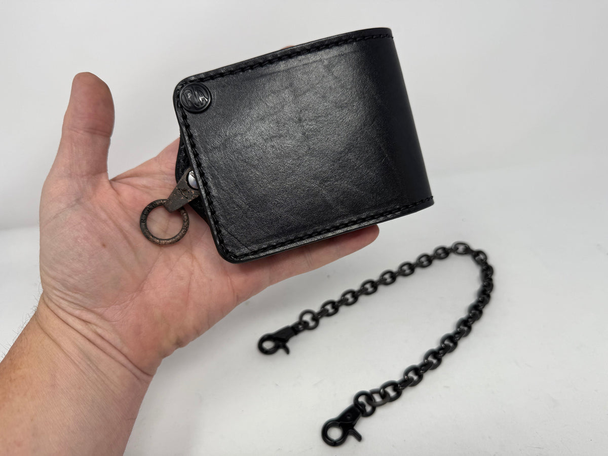 ANVIL 5G Bifold Leather Chain Wallet - Black Hermann Oak