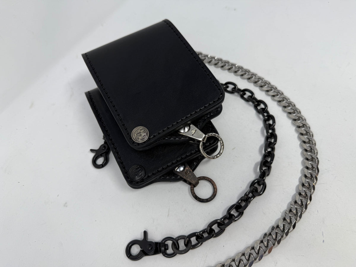 ANVIL 5G Bifold Leather Chain Wallet - Black Hermann Oak