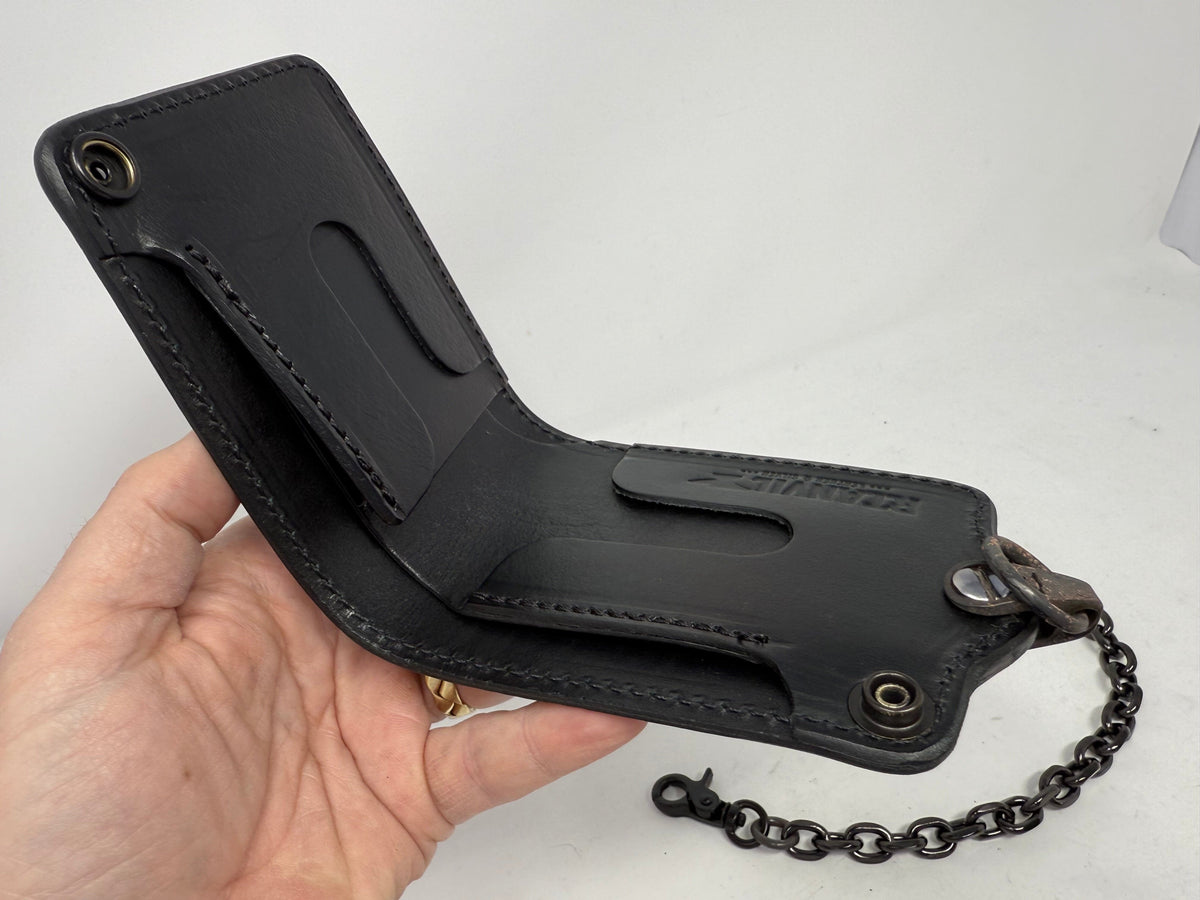 ANVIL 5G Bifold Leather Chain Wallet - Black Hermann Oak