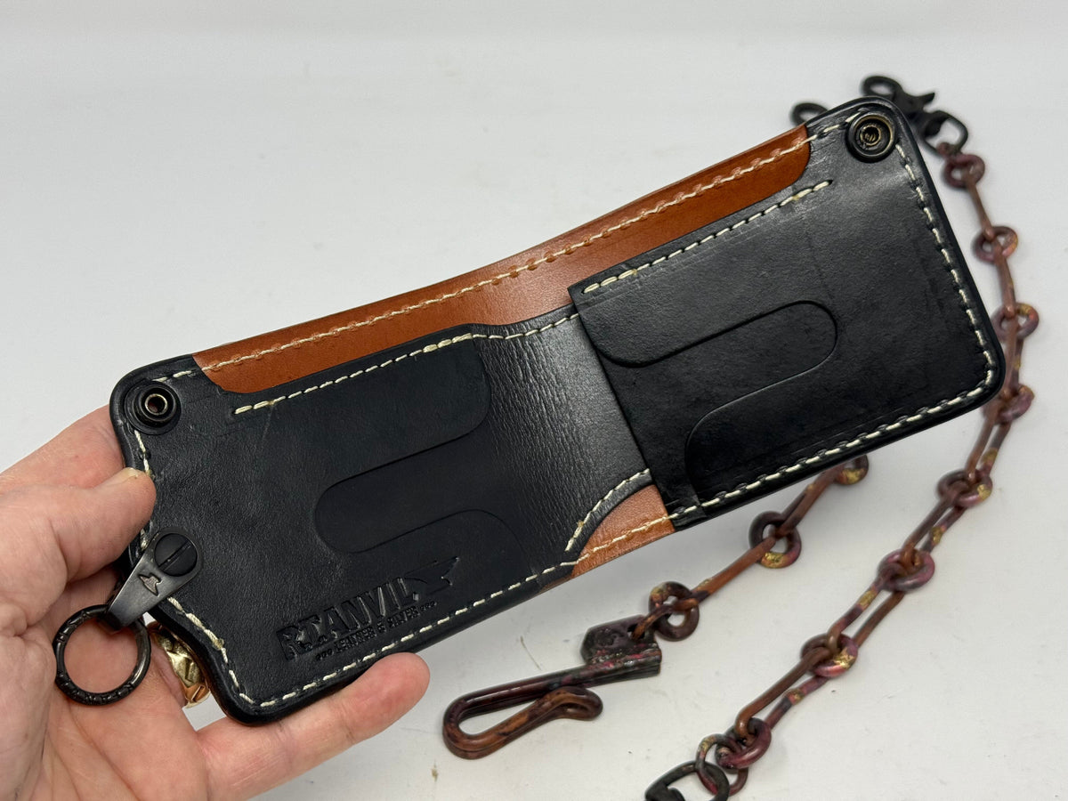 ANVIL 5G Bifold Leather Chain Wallet - Blue Shark