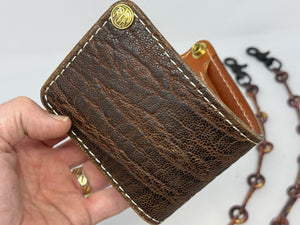 ANVIL 5G Bifold Leather Chain Wallet - Brown Elephant