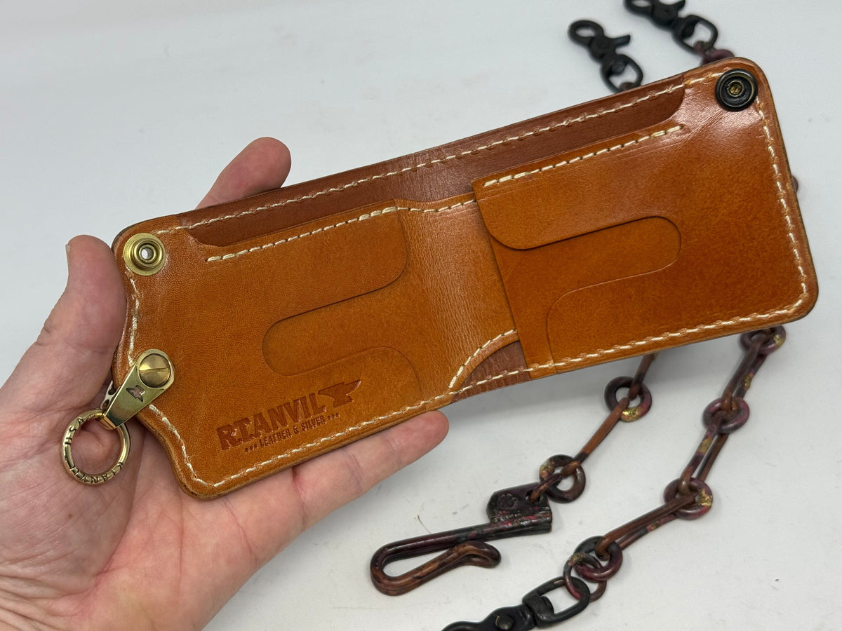 ANVIL 5G Bifold Leather Chain Wallet - Brown Elephant