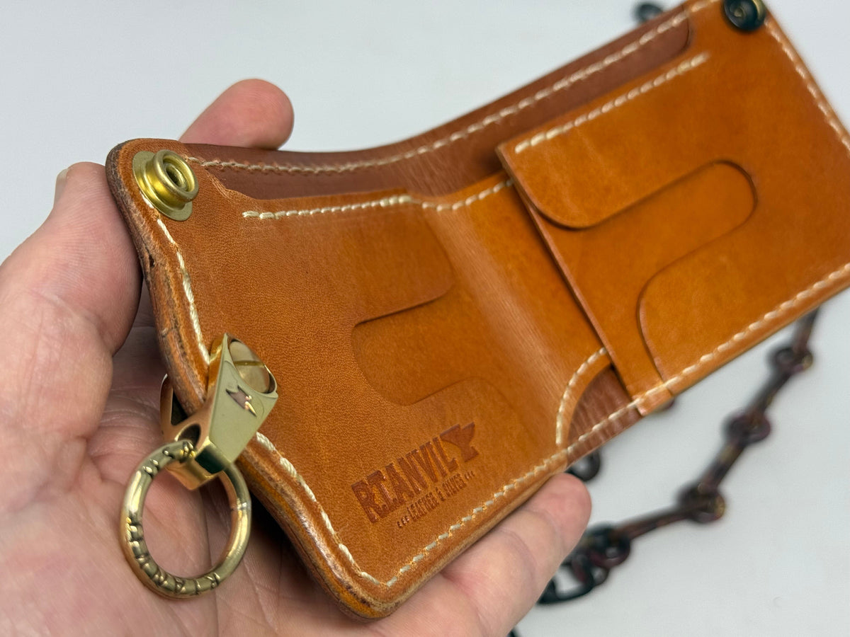 ANVIL 5G Bifold Leather Chain Wallet - Brown Elephant