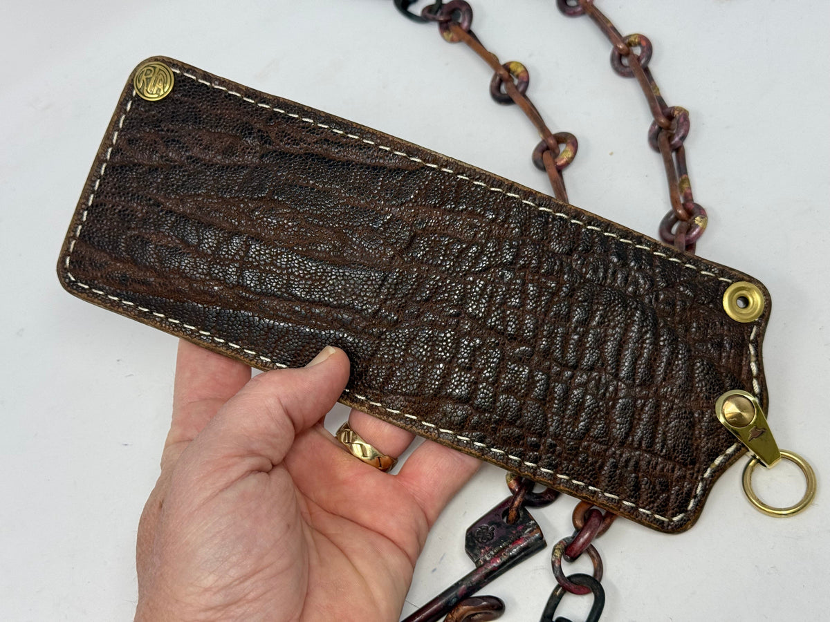 ANVIL 5G Bifold Leather Chain Wallet - Brown Elephant