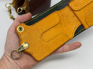 Anvil 5G Bifold Leather Chain Wallet - Brown w/ Golden Ostrich
