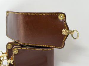 Anvil 5G Bifold Leather Chain Wallet - Brown w/ Golden Ostrich
