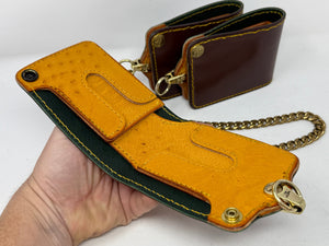 Anvil 5G Bifold Leather Chain Wallet - Brown w/ Golden Ostrich