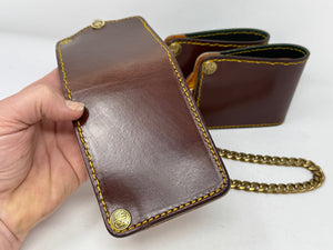 Anvil 5G Bifold Leather Chain Wallet - Brown w/ Golden Ostrich