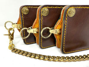 Anvil 5G Bifold Leather Chain Wallet - Brown w/ Golden Ostrich