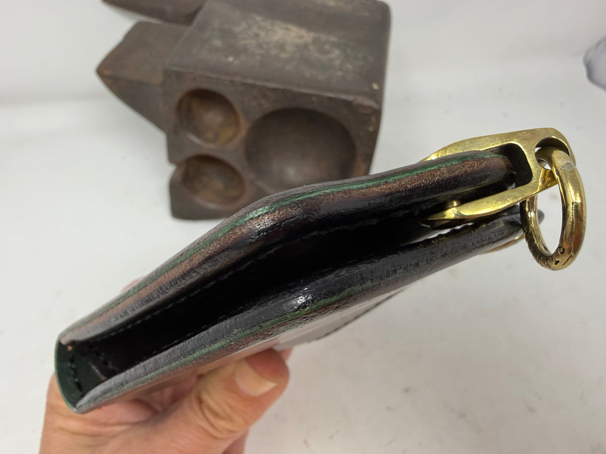 Anvil 5G Bifold Leather Chain Wallet - Brown w/ Green Liner