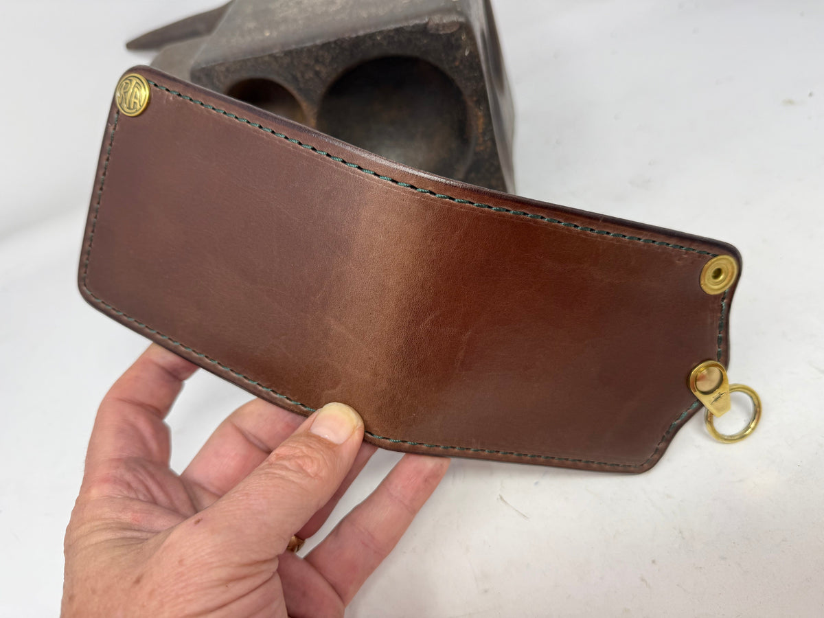 Anvil 5G Bifold Leather Chain Wallet - Brown w/ Green Liner