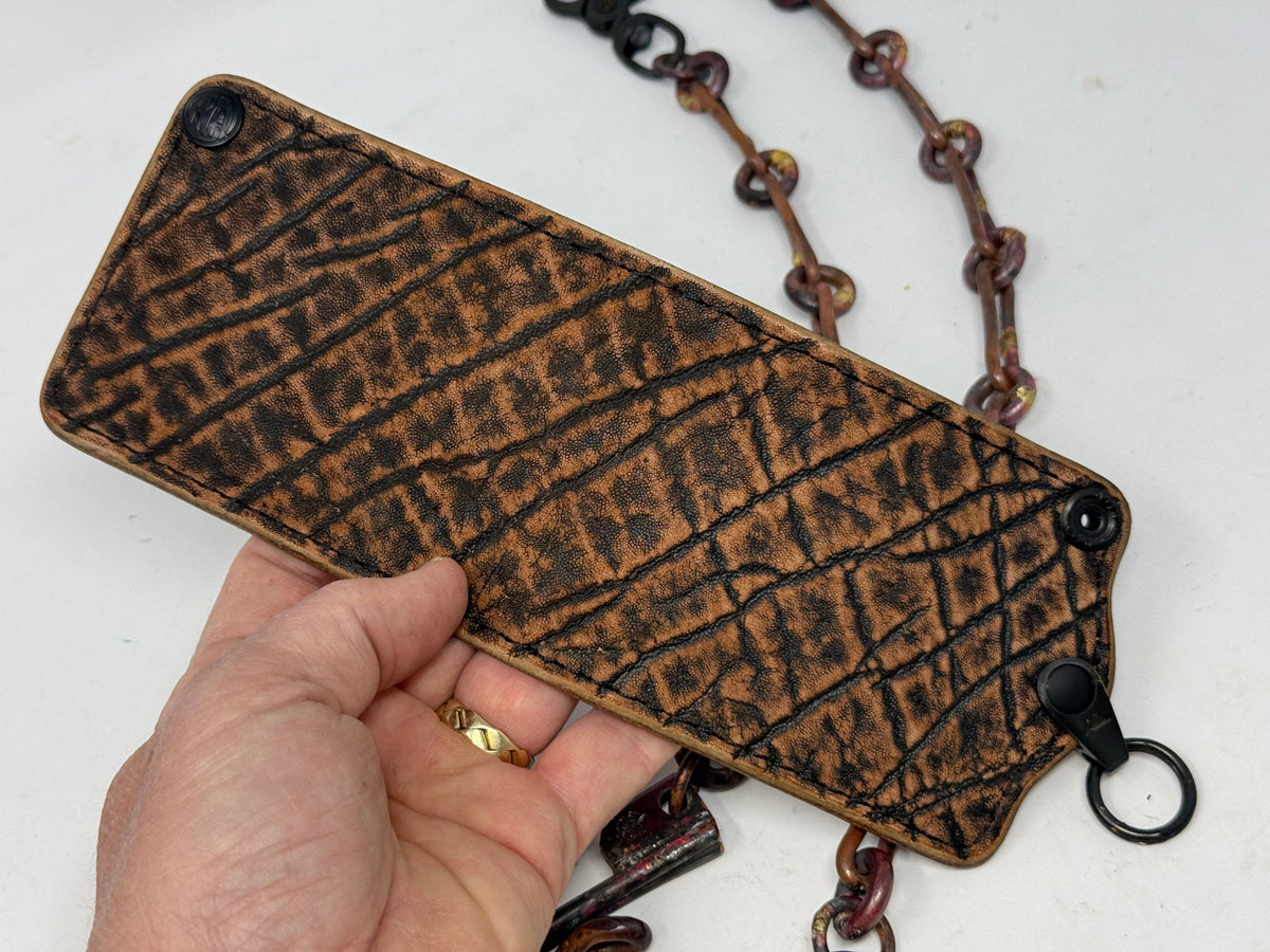 ANVIL 5G Bifold Leather Chain Wallet - Cognac Elephant