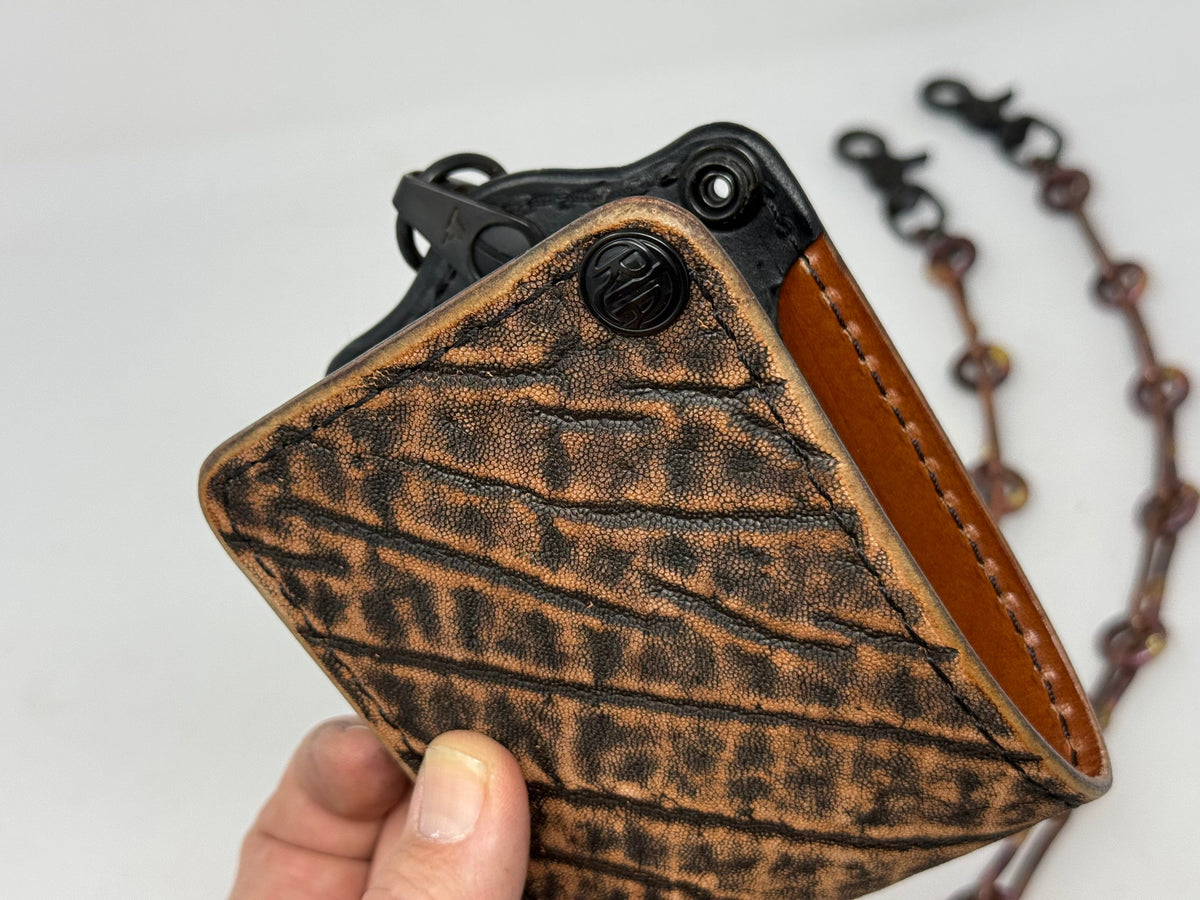 ANVIL 5G Bifold Leather Chain Wallet - Cognac Elephant