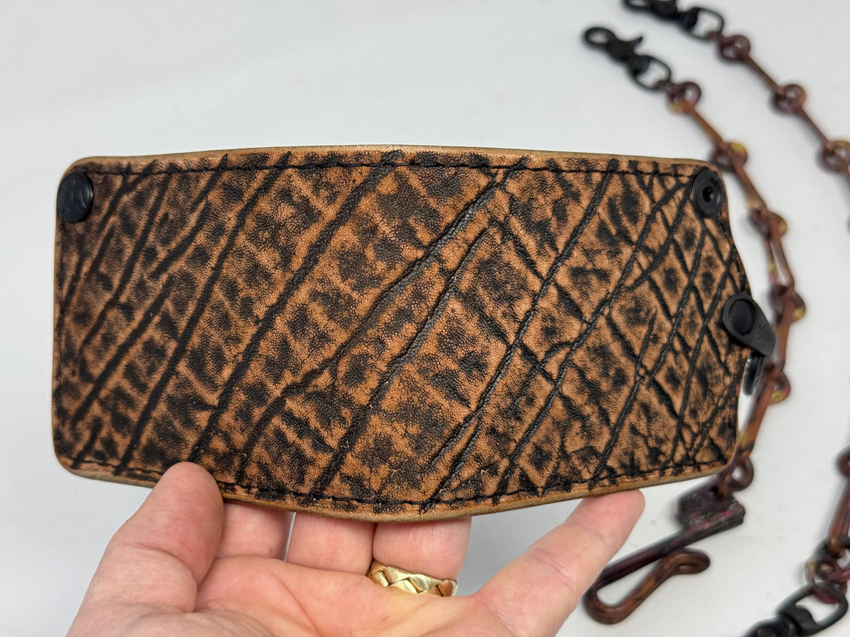 ANVIL 5G Bifold Leather Chain Wallet - Cognac Elephant