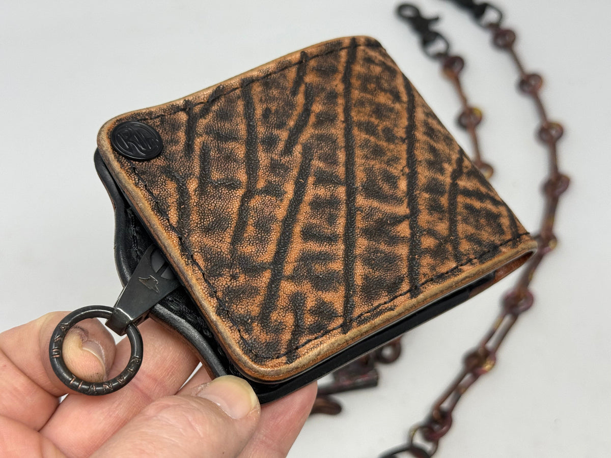 ANVIL 5G Bifold Leather Chain Wallet - Cognac Elephant