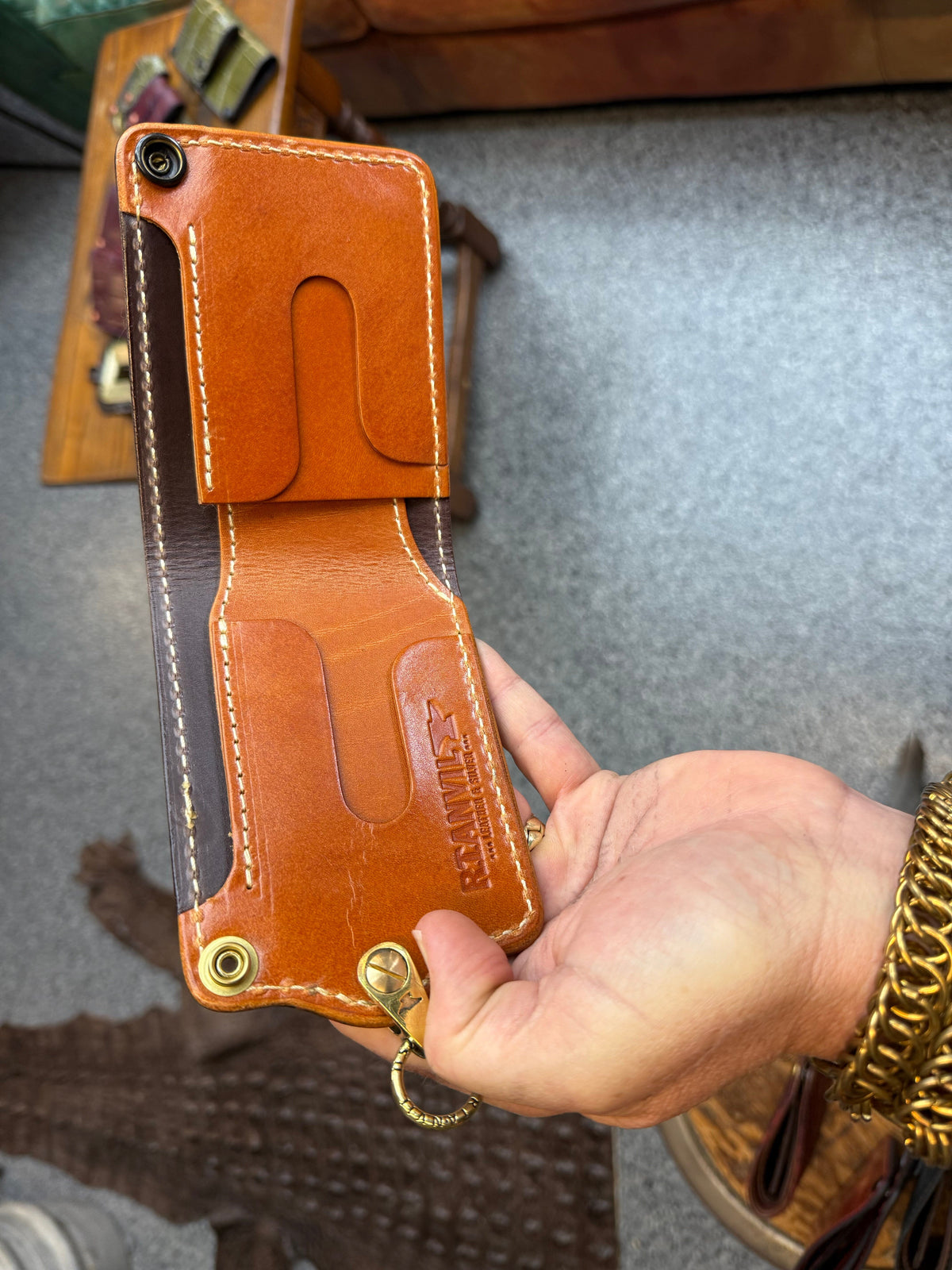 Anvil 5G Bifold Leather Chain Wallet - “Fallout” Lambskin