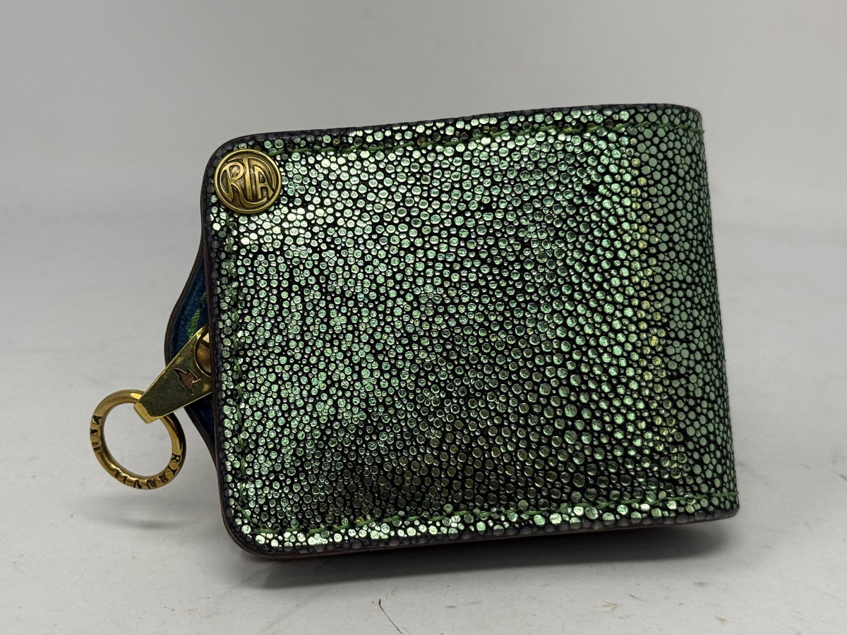 Anvil 5G Bifold Leather Chain Wallet - Metallic Emerald Stingray