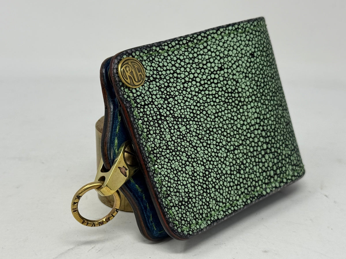 Anvil 5G Bifold Leather Chain Wallet - Metallic Emerald Stingray