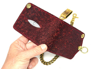 Anvil 5G Bifold Leather Chain Wallet - Metallic Red Stingray
