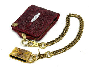 Anvil 5G Bifold Leather Chain Wallet - Metallic Red Stingray