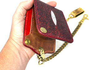 Anvil 5G Bifold Leather Chain Wallet - Metallic Red Stingray