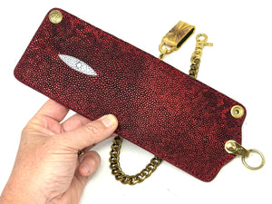 Anvil 5G Bifold Leather Chain Wallet - Metallic Red Stingray