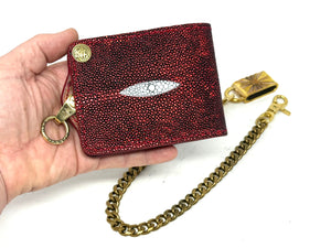 Anvil 5G Bifold Leather Chain Wallet - Metallic Red Stingray