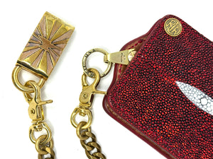 Anvil 5G Bifold Leather Chain Wallet - Metallic Red Stingray
